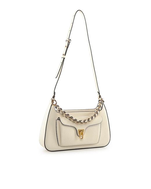 Coccinelle White Beat Generation Medium Leather Bag