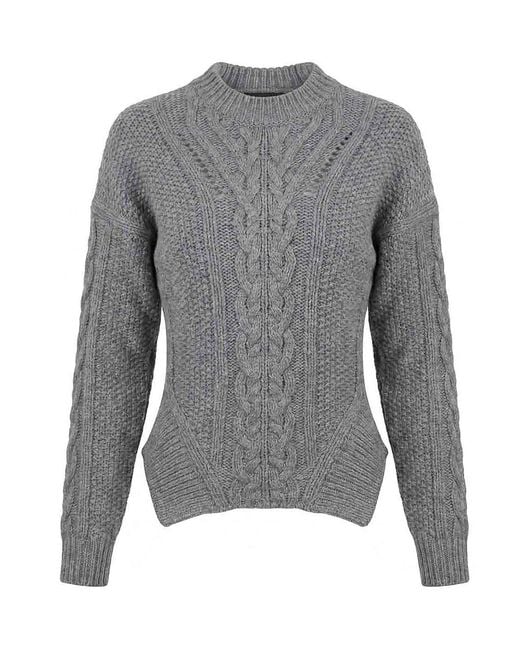 Dondup Gray Slim Round Neck Sweater