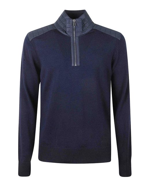 Belstaff Blue Sweater With Collar And Shoulders for men