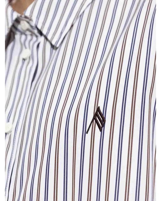The Attico Gray Striped Cotton Shirt