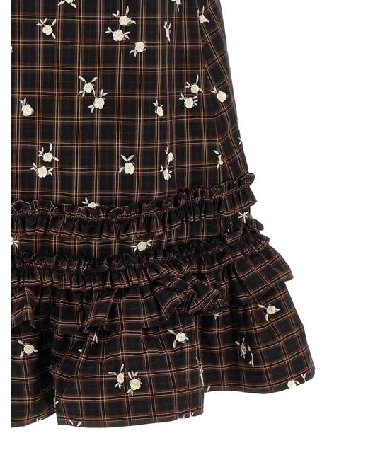 Ganni Black Check Flower' Dress