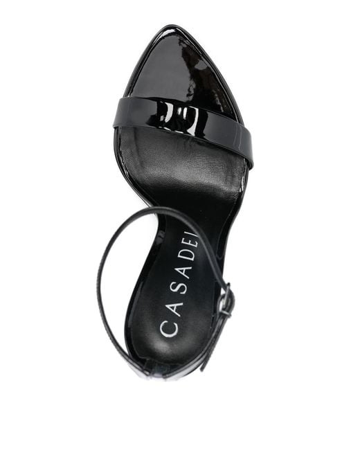 Casadei Black Patent Leather Sandals With Buckle-Fastening