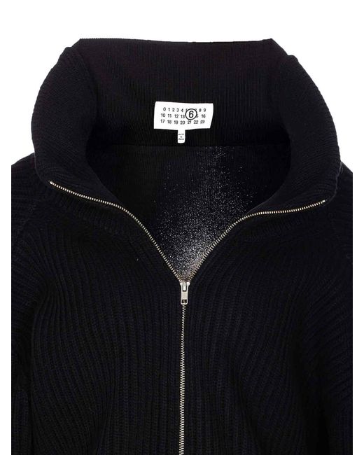 MM6 by Maison Margiela Blue Ribbed Knit Cardigan Dress