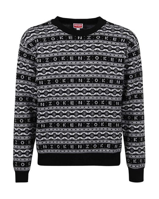 KENZO Black Jacquard Logo Jumper for men