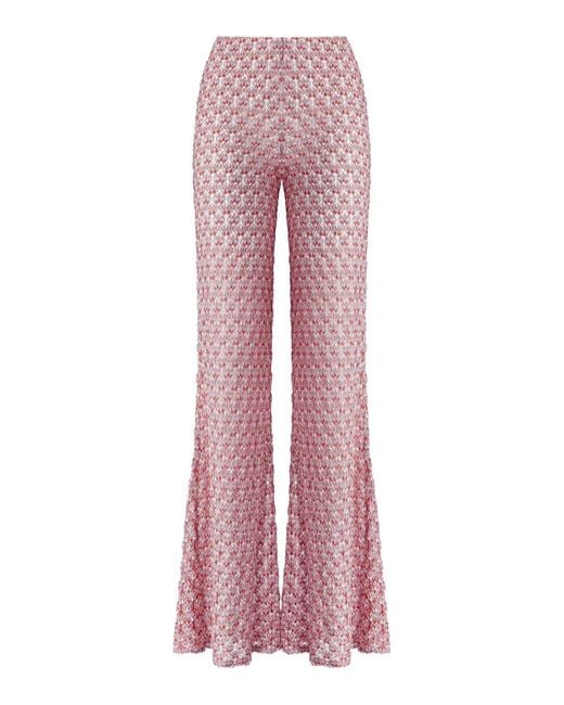 Missoni Pink Low-Rise Lace Trousers