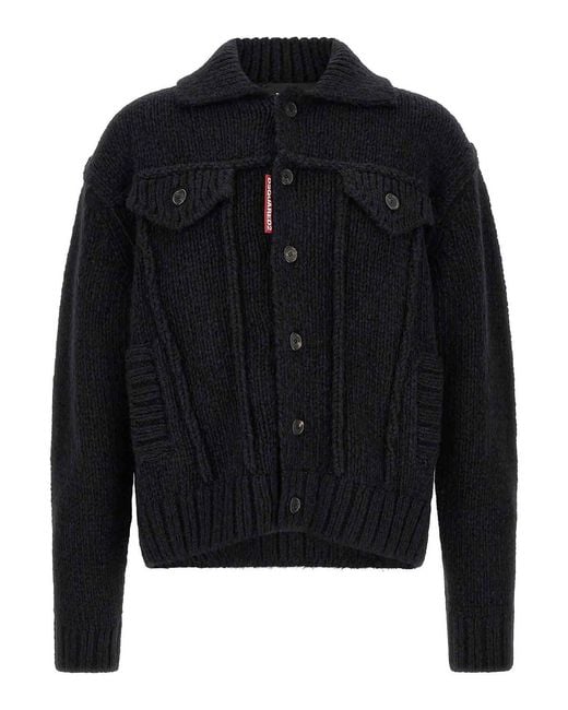 DSquared² Blue Logo Patch Cardigan for men