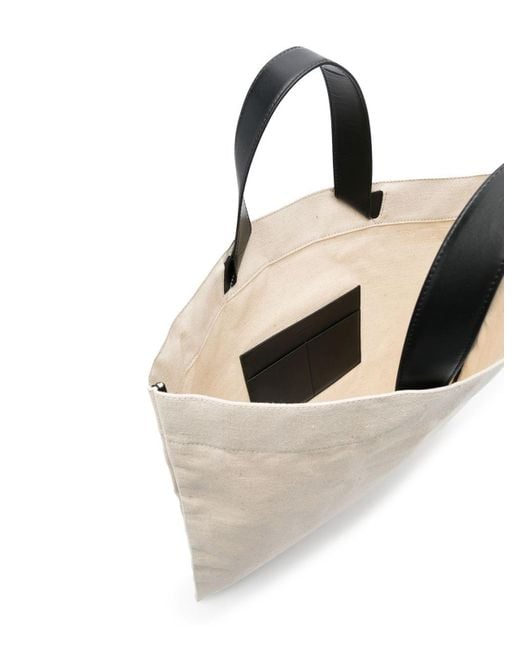 Jil Sander Natural Cotton And Linen Tote Bag With Logo Print for men