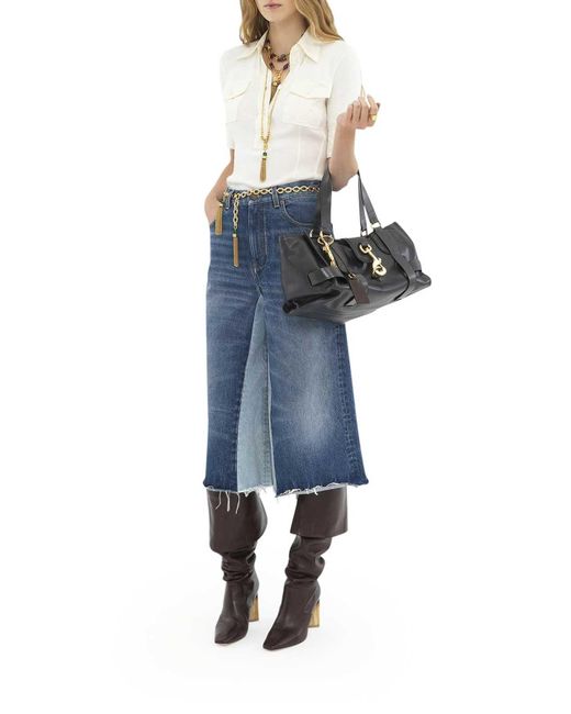Chloé Blue Shorts Bermuda In Denim Patchwork