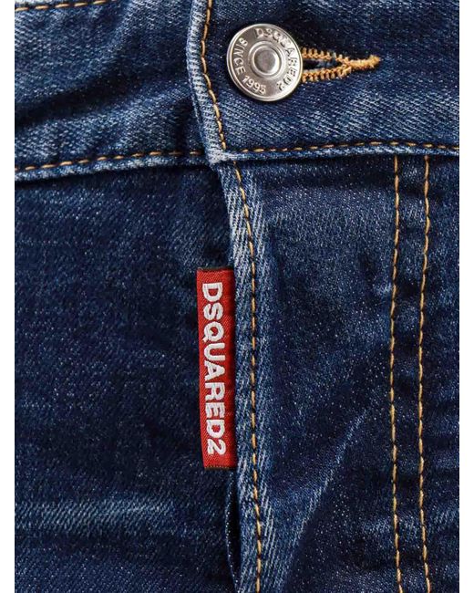 DSquared² Blue Cotton Jeans With Back Print for men