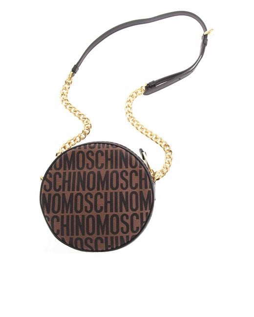 Moschino Brown Logo Round Bag