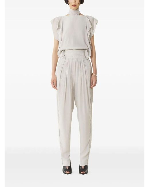 Lanvin White Draped Charmeuse Pants