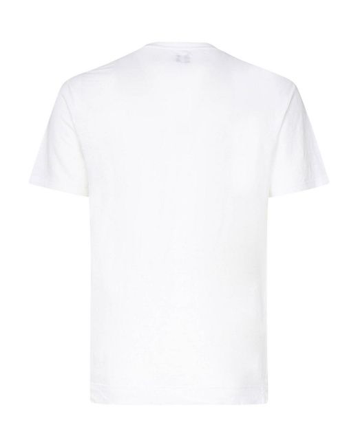 Fedeli White Short Sleeve Linen T-Shirt for men