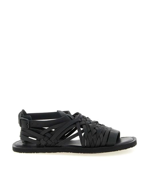 Yohji Yamamoto Black Braided Leather Sandals for men