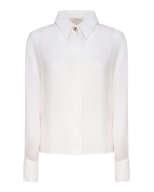 Genny White Shirt With Golden Button Collar