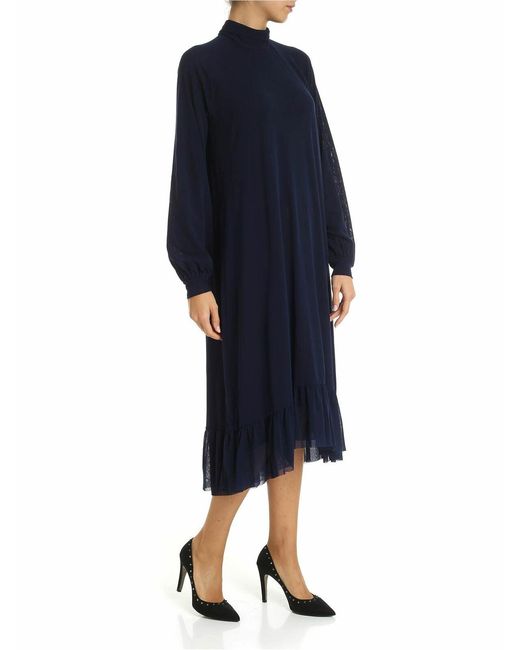 Fuzzi Blue Dress With Flounces