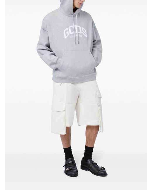 Gcds Gray 1988 Logo-Print Hoodie for men
