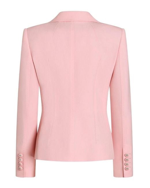 Dolce & Gabbana Pink Printed Twill Single-Breasted Jacket