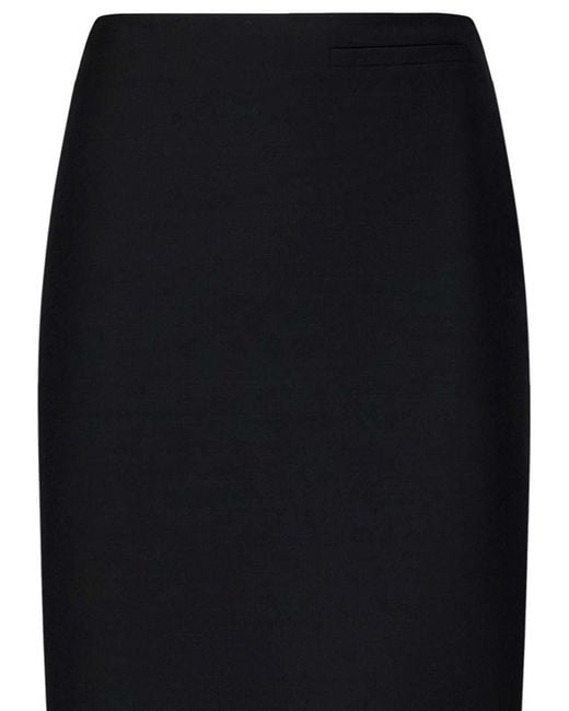 Givenchy Blue Wool And Mohair Asymmetric Midi Skirt