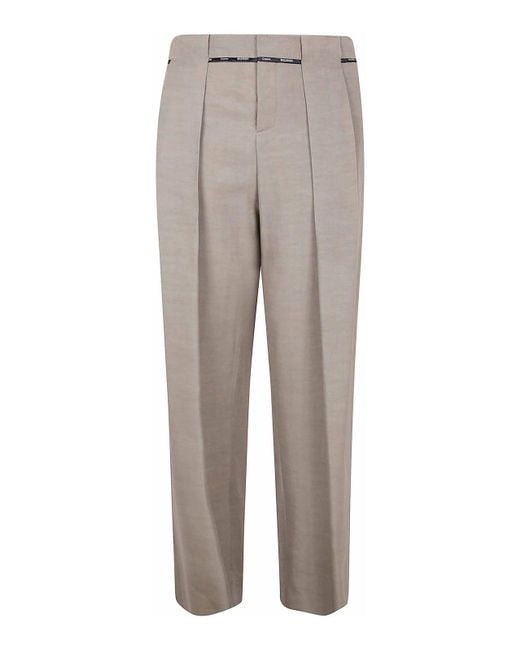 Balmain Gray Taupe Cupro Pleated Pants for men