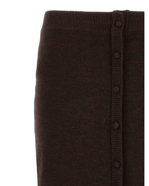 Victoria Beckham Black Midi Skirt Buttons