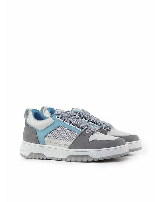 Giuliano Galiano Blue Vyper Sneakers In Mesh And Suede for men