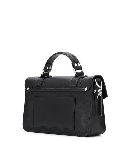 Proenza Schouler Blue Leather Flap Front Bag With Metal Tab Closure