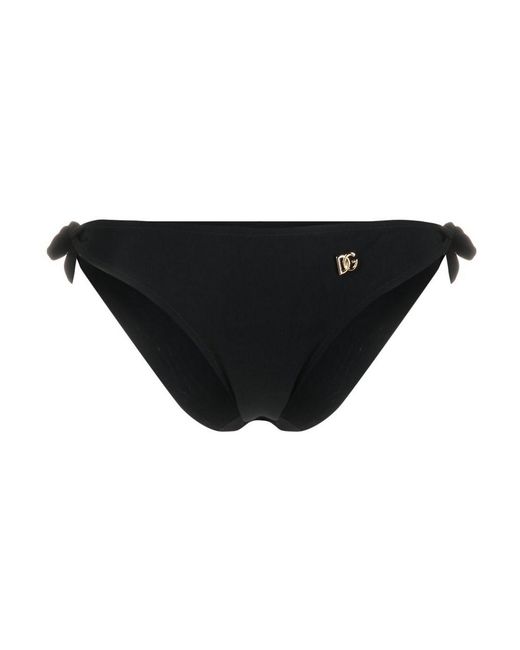 Dolce & Gabbana Black Bikini Bottoms With Logo Plaque
