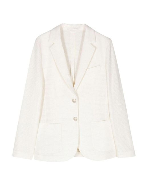 Circolo 1901 White Linen And Cotton Blend Single-breasted Jacket