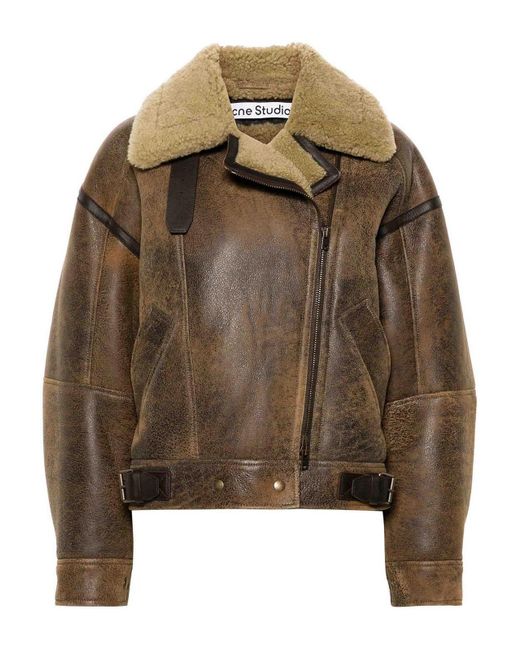 Acne Brown Leather Shearling Jacket