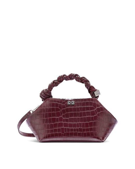Ganni Purple Small Crocodile-Effect Bag