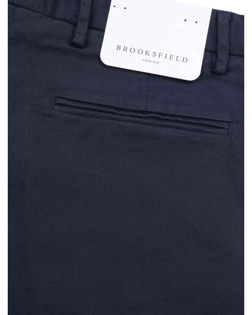 Brooksfield Blue Pantaloni Chino Tinto Capo for men