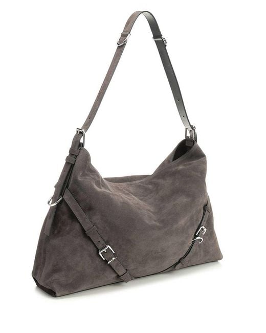 Givenchy Gray Voyou Large Suede Shoulder Bag