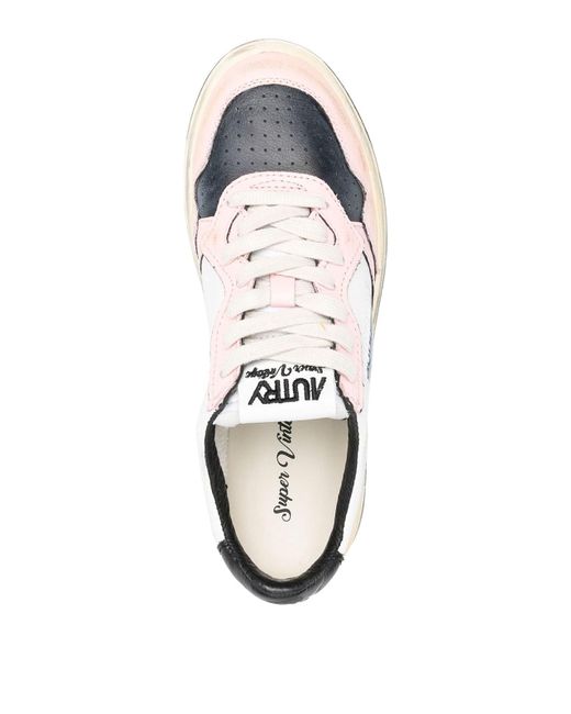 Autry White Leather Sneakers With Logo And Vintage Effect