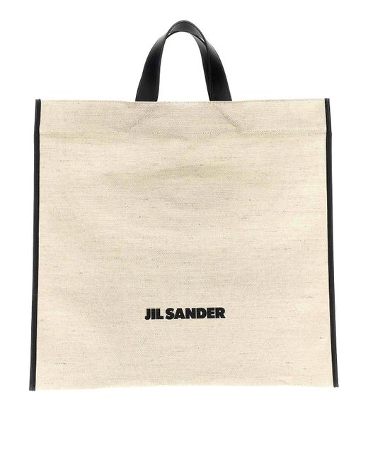 Jil Sander Natural 'Border Book Tote Square' Shopping Bag