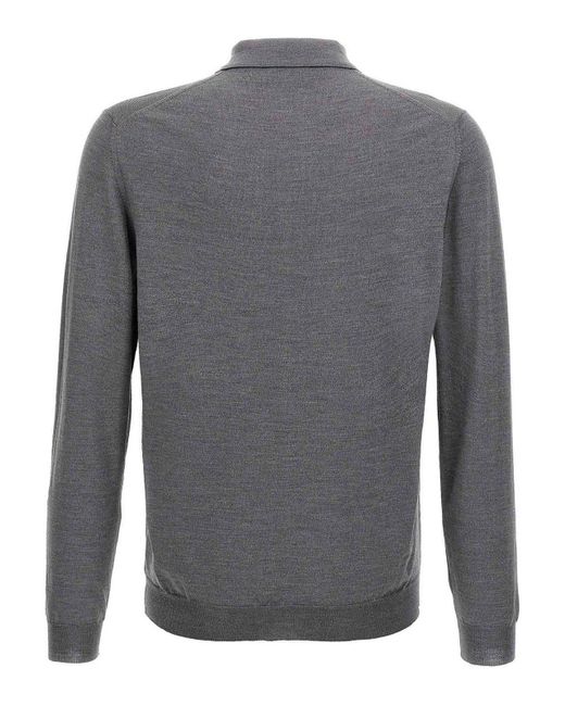 Zanone Gray Virgin Wool Polo Shirt for men