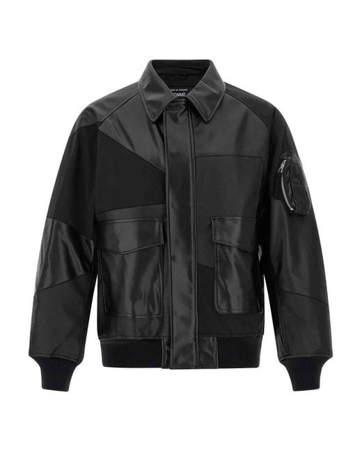 Comme Des Garcons Hommes Plus Black Panel Construction Bomber Jacket for men