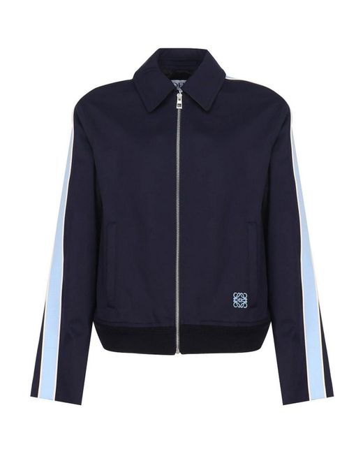 Loewe Blue Jacket With Zip And Side Band for men