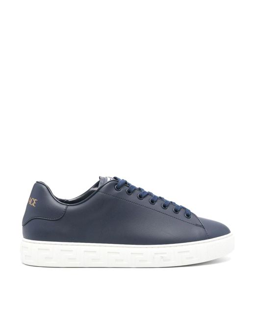 Versace Blue Greca Leather Sneakers for men