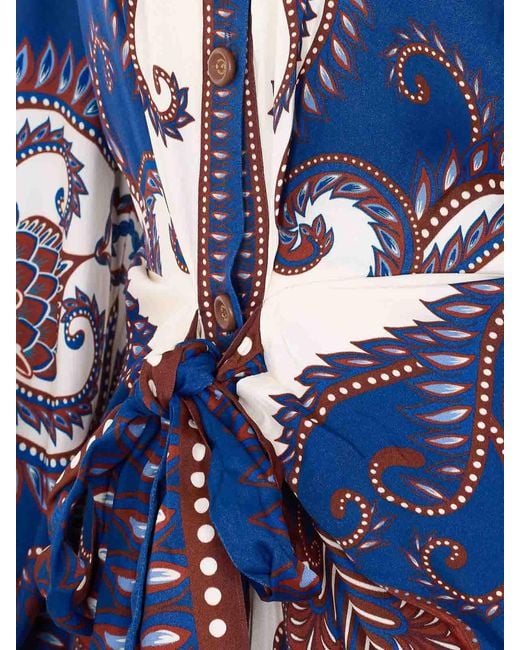 Farm Rio Blue And Arabesque Scarf Maxi Dress