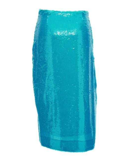 Ganni Blue Sequin Midi Skirt