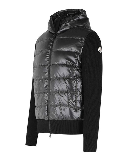 Moncler Black Tricot' Virgin Wool Cardigan for men