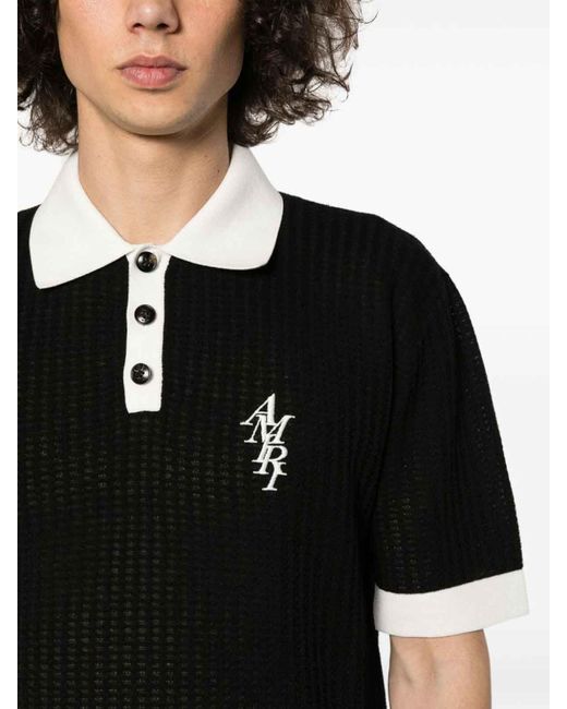 Amiri Black Polo Shirt With Logo for men