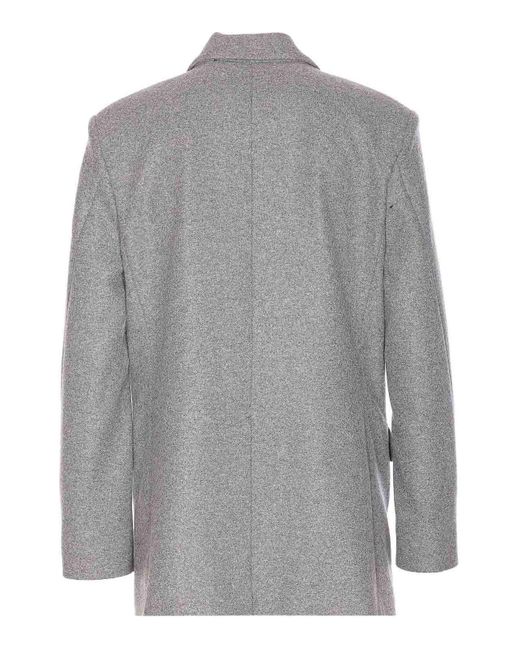 Pinko Gray Longline Jacket Notched Lapels