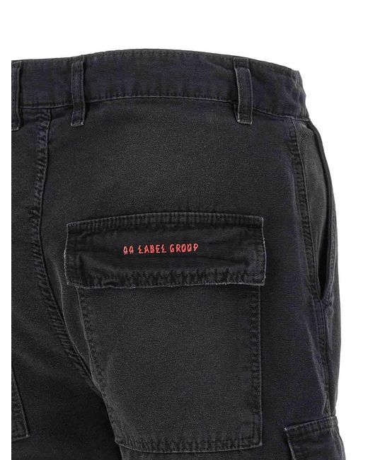 44 Label Group Black Cargo Short Bermuda Shorts for men