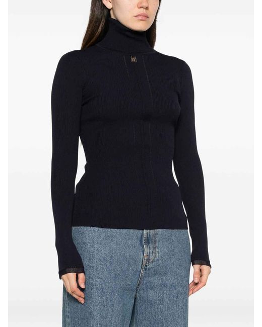 Elisabetta Franchi Blue Turtleneck