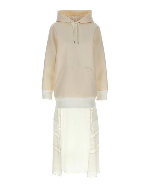 Sacai White Suiting Bonding Mix Dress