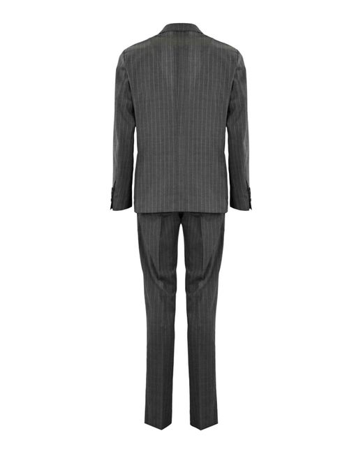 Lardini Black Pinstriped Suit With Lace-up Trousers for men