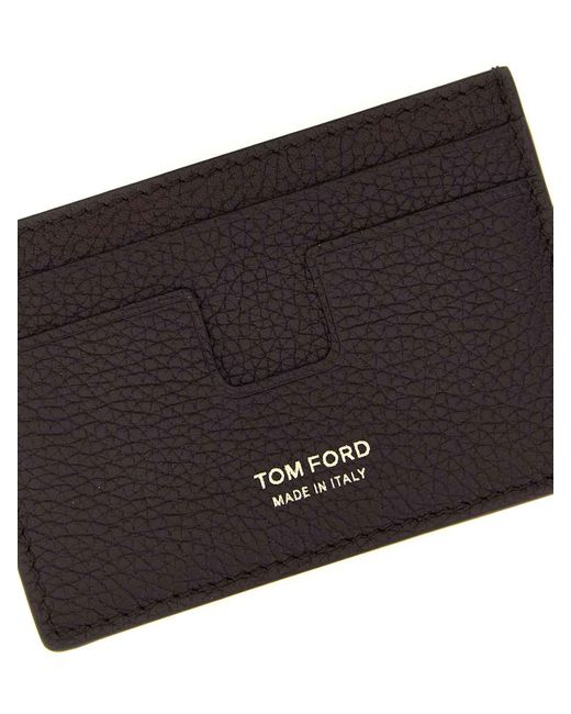 Tom Ford White Logo Leather Cardholder for men