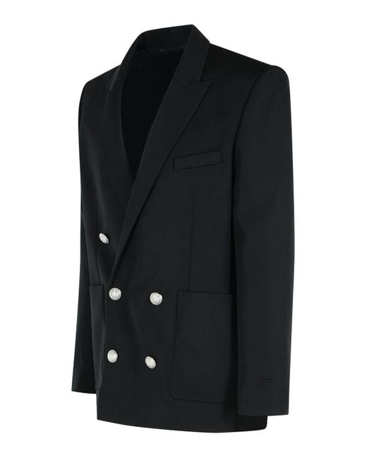 Balmain Black Virgin Wool Blazer for men
