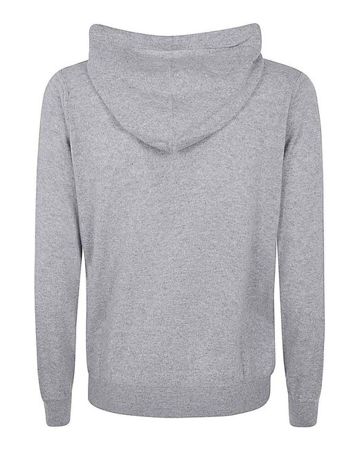FILIPPO DE LAURENTIIS Gray Long Sleeves Cashmere Wool Full Zip Hoodie for men